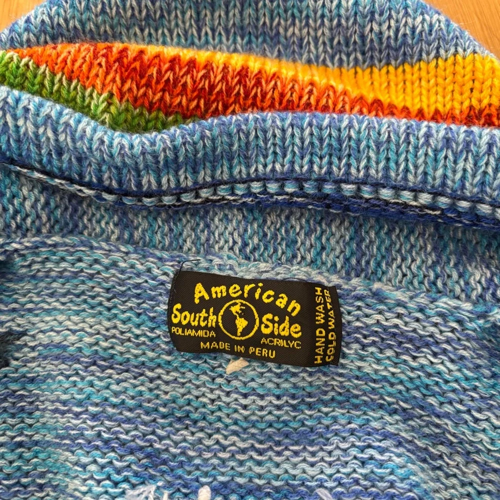 Hand knit colorful kids sweater full zip hoodie - Picture 3 of 3